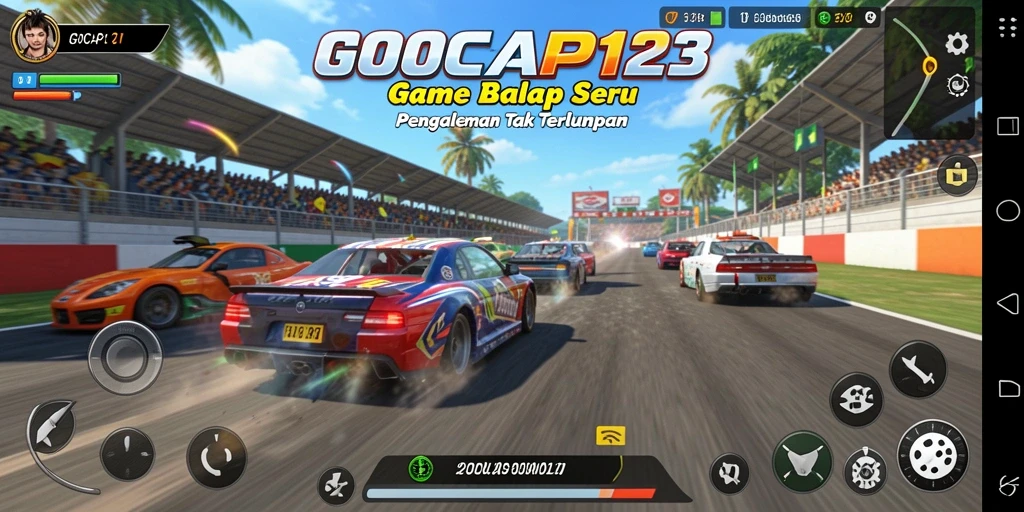 Tampilan gameplay GOCAP123 yang mendebarkan dan penuh aksi balap.