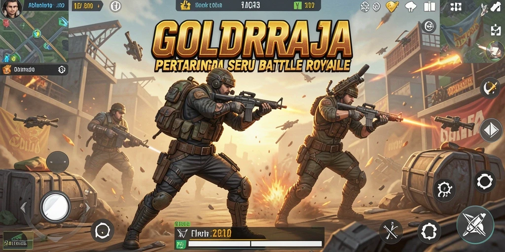 Gameplay seru di dunia Battle Royale GOLDRAJA.