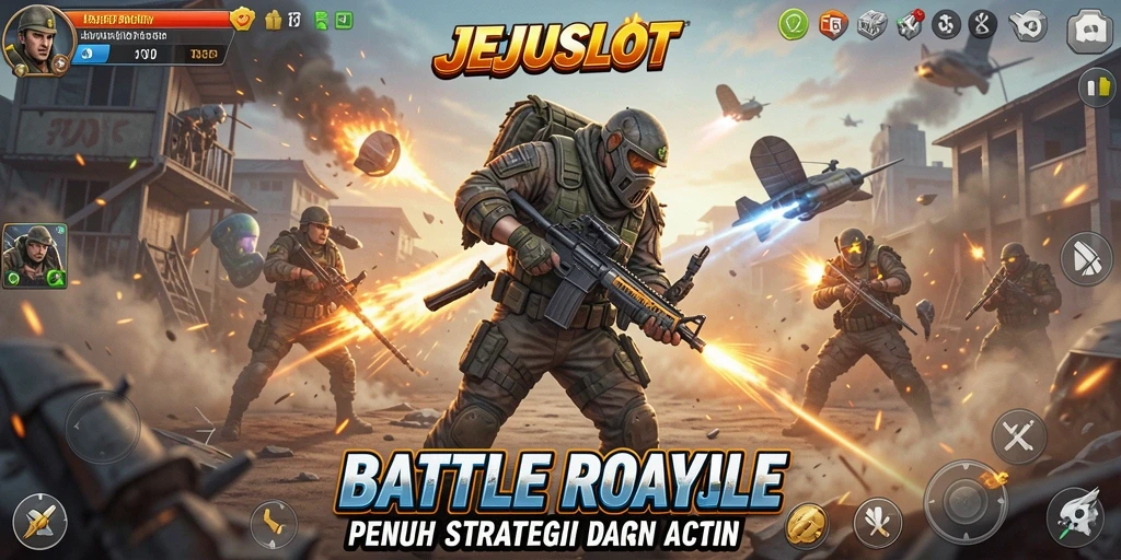 Tampak gameplay seru di JEJUSLOT dengan aksi Battle Royale.
