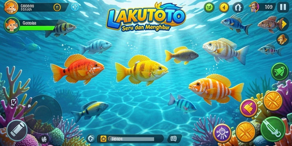 Tampilan gameplay menembak ikan yang seru dan menyenangkan.