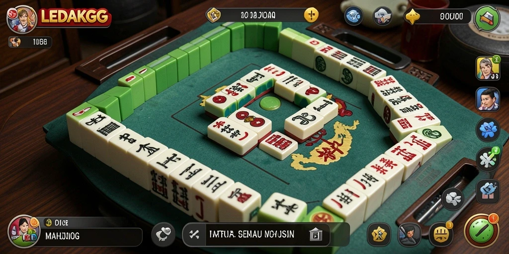 Tampilan gameplay utama LEDAKGG menunjukkan pengalaman Mahjong yang mengasyikkan.