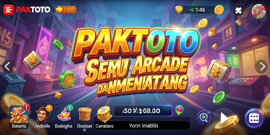 Screenshot menunjukkan karakter PAKTOTO dalam aksi gameplay arcade yang mendebarkan.