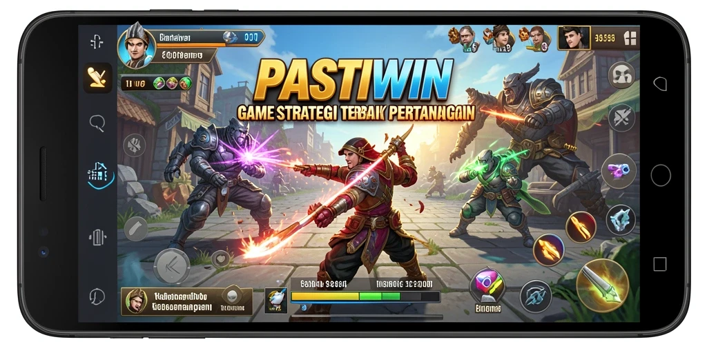 Screenshot gameplay PASTIWIN menunjukkan pertarungan strategi yang intens.