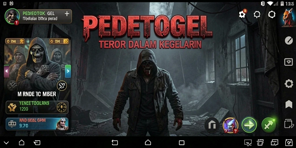 Screenshot gameplay PEDETOGEL yang menampilkan suasana mencekam