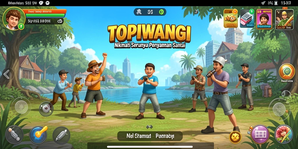 Screenshot gameplay TOPIWANGI dengan tampilan ceria dan menantang.