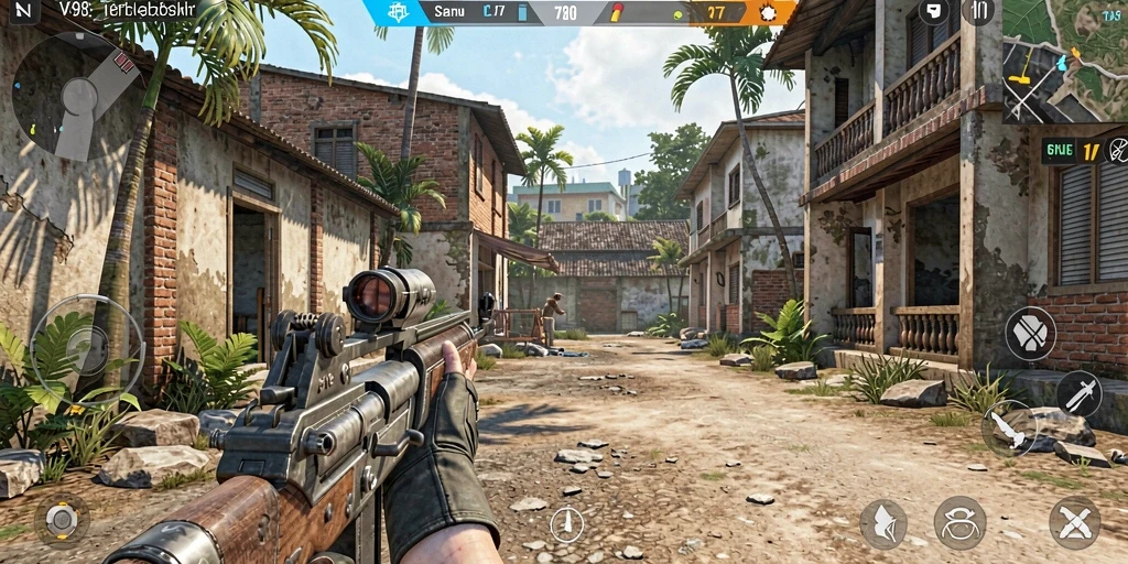 Tampilan menegangkan saat beraksi dalam game TPS V98.